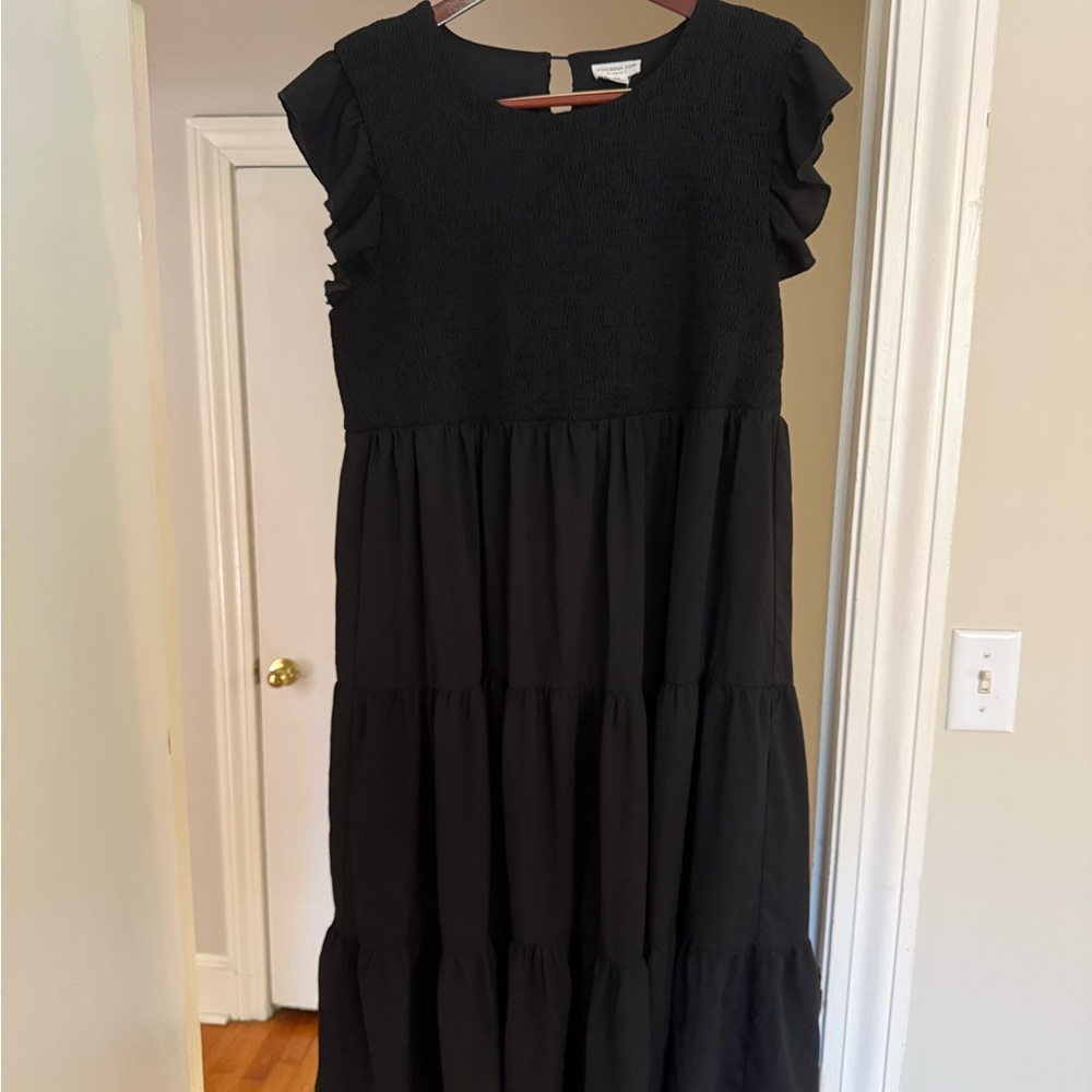 Black Ruffled Sleeve Dress